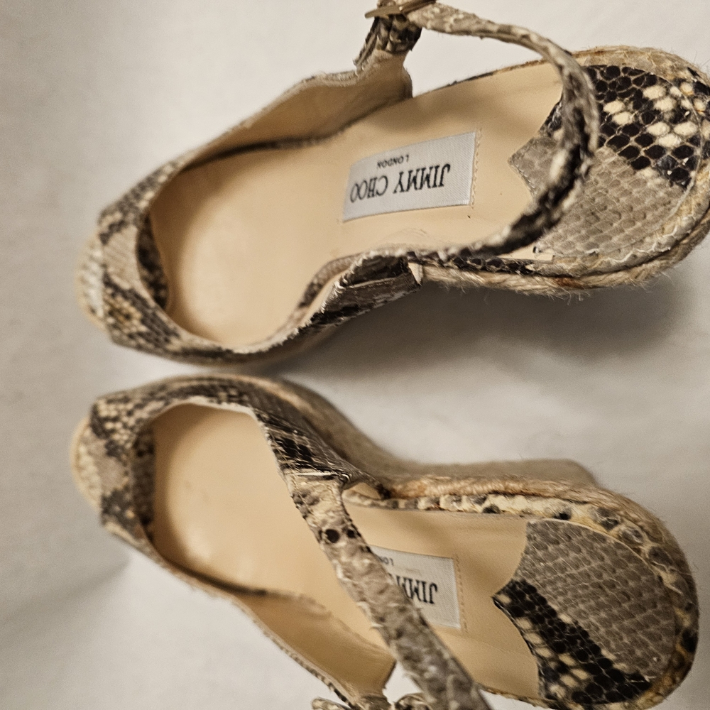 Jimmy Choo Snakeskin Wedge Sandals - Picture 6 of 8
